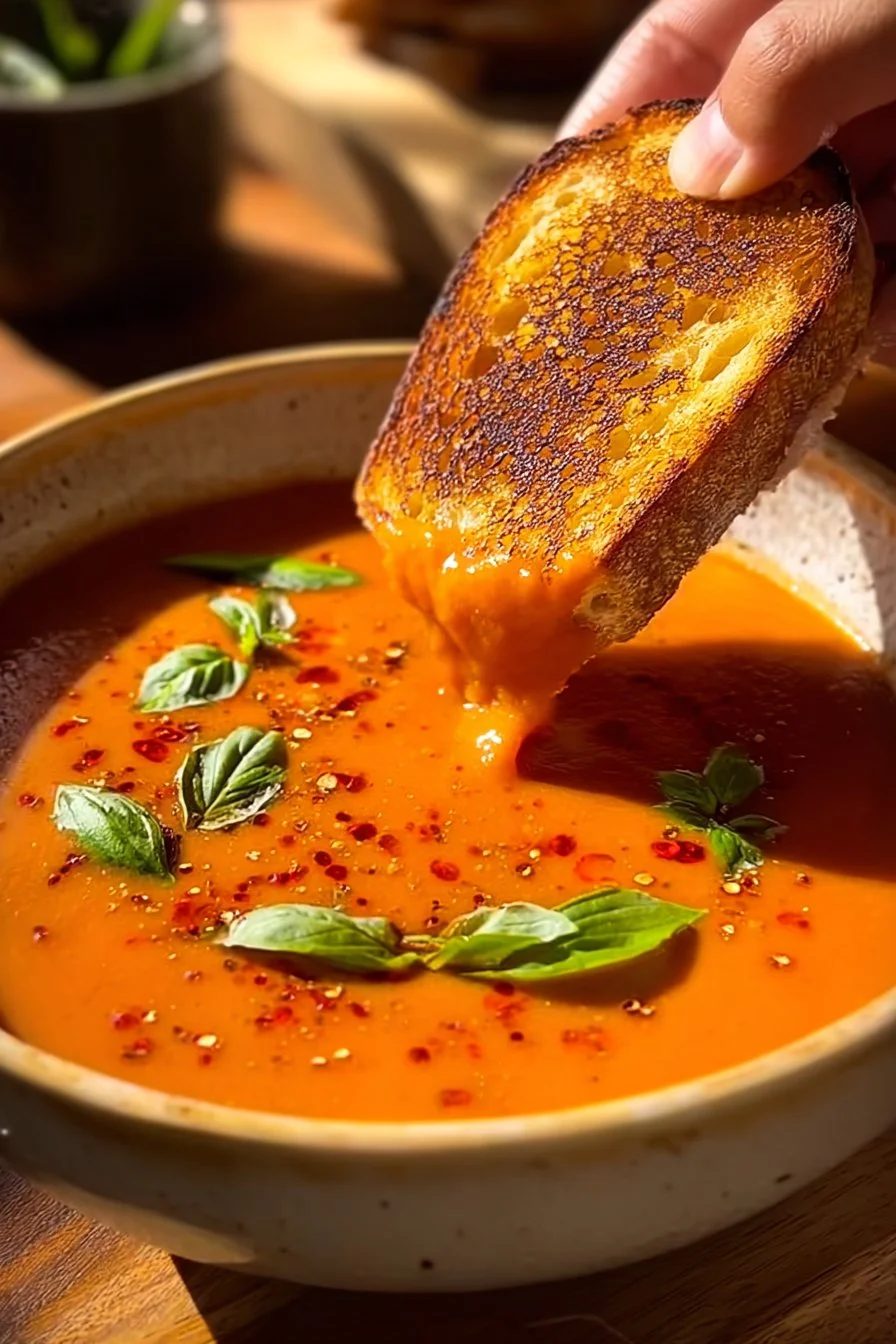 Creamy Tomato Soup with Grilled Cheese